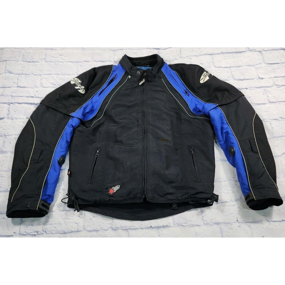 Joe Rocket MENS SIZE S Padded Motorcycle Jacket Black Blue Padded Armor
